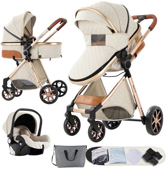 Rumi Luxe 3-in-1 Kinderwagen - Wandelwagen - Autostoeltje - Buggy - Reiswieg - Inklapbaar - 0-36 Maanden - Opvouwbare kinderwagen