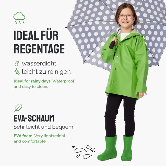 Ladeheid LA-CA-Panda Kinder Regenlaarzen - Rubber - Licht - EVA - Smaragdgroen - 28/29