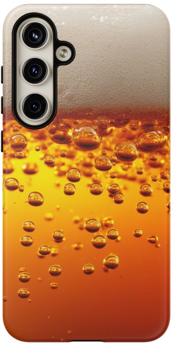 Amberkleurige Bierbellen van Dichtbij – Telefoonhoesje Geschikt voor Galaxy S24 Plus