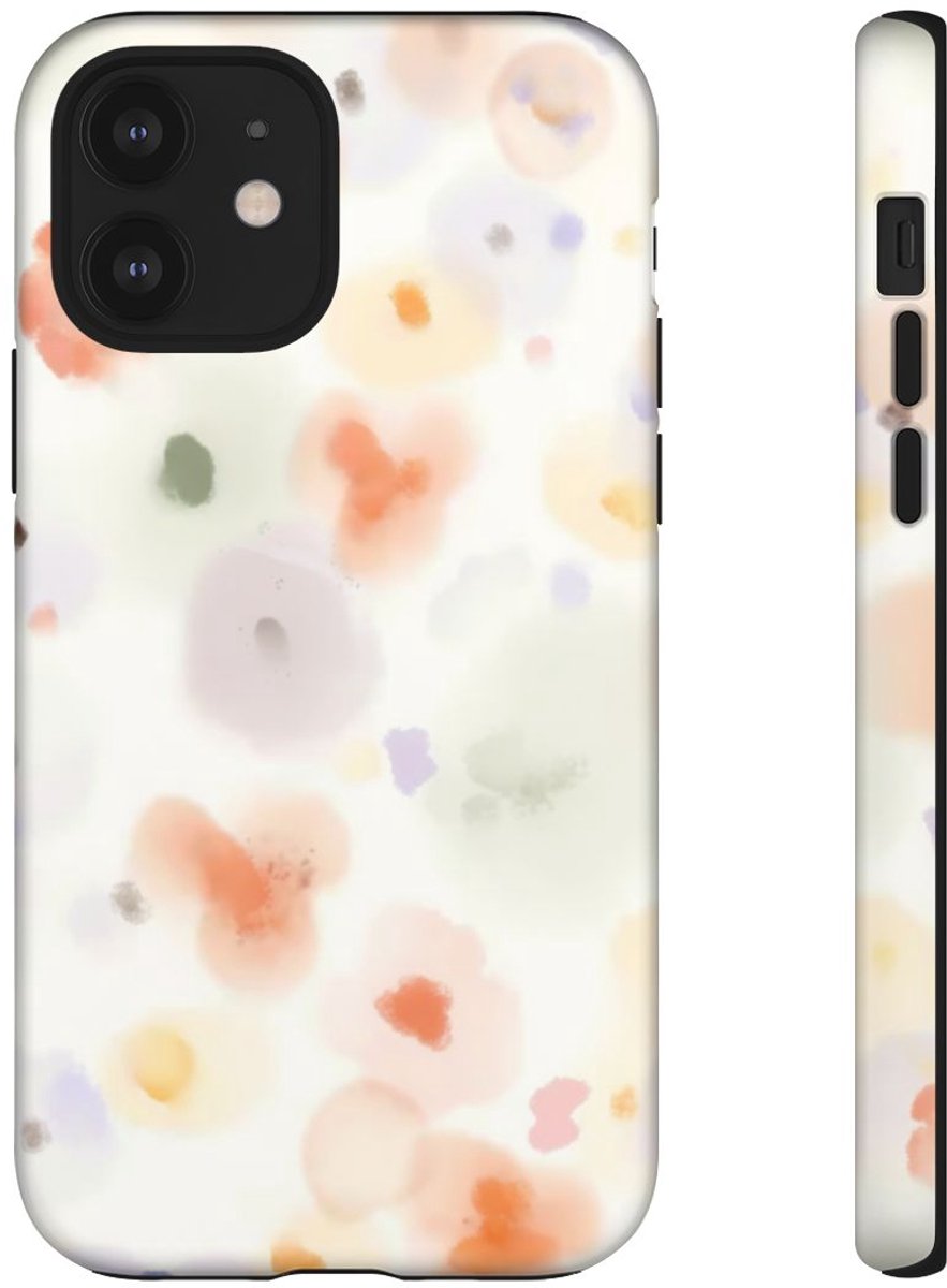 Zachte Pastel Waterverf Stippenpatroon – Telefoonhoesje Geschikt voor iPhone 12