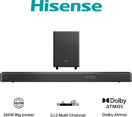 Hisense AX3120G Soundbar 3.1.2 Kanalen 360 W - Hisense - €299,00