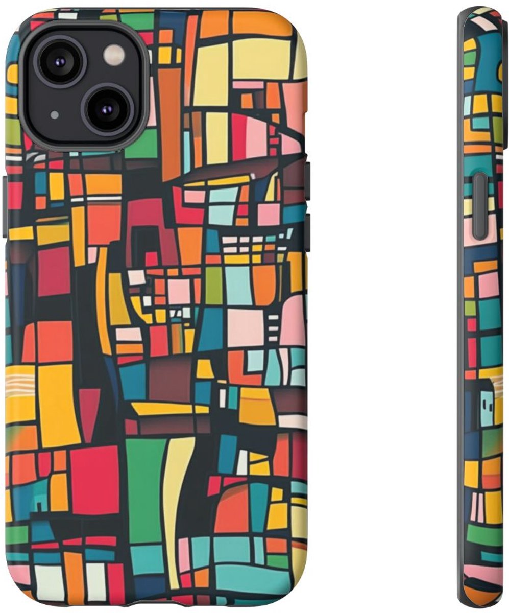 Abstract Kleurrijk Geometrisch Patroon – Telefoonhoesje Geschikt voor iPhone 14 Plus