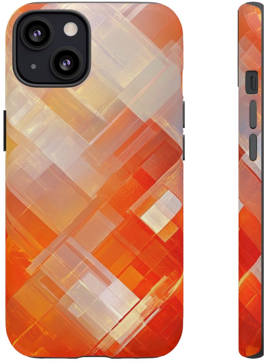 Abstract Oranje Geometrisch Patroon – Telefoonhoesje Geschikt voor iPhone 13