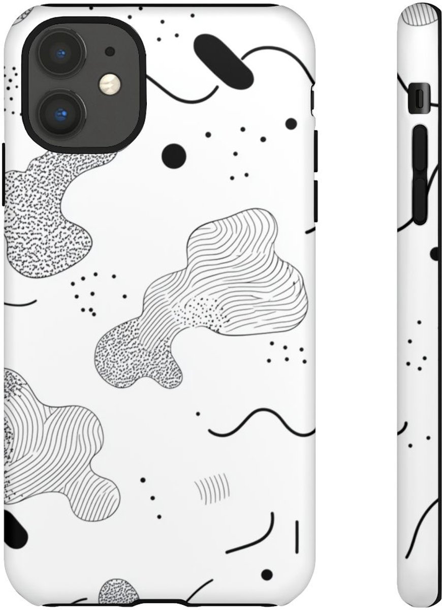 Abstract Zwart-Wit Minimalistisch Patroon – Telefoonhoesje Geschikt voor iPhone 11