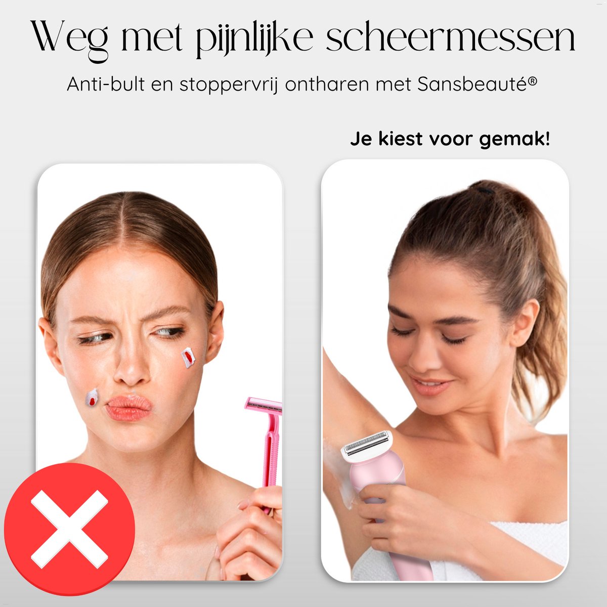Sansbeauté® 7 in 1 Ladyshave voor Vrouwen - Gezicht - Oksels - Benen - Epilator - Trimmer voor Vrouwen & Dames - Bikinitrimmer Dames - Scheerapparaat Vrouw thumbnail 5