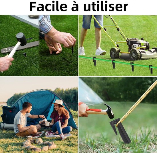 LATRAT 100 stuks grondpennen, robotmaaier, bevestigingspinnen voor randapparatuurkabels, robotmaaier, haken, accessoires voor kabels voor het definiëren van tuinoppervlak van Merkloos	 — afbeelding 2