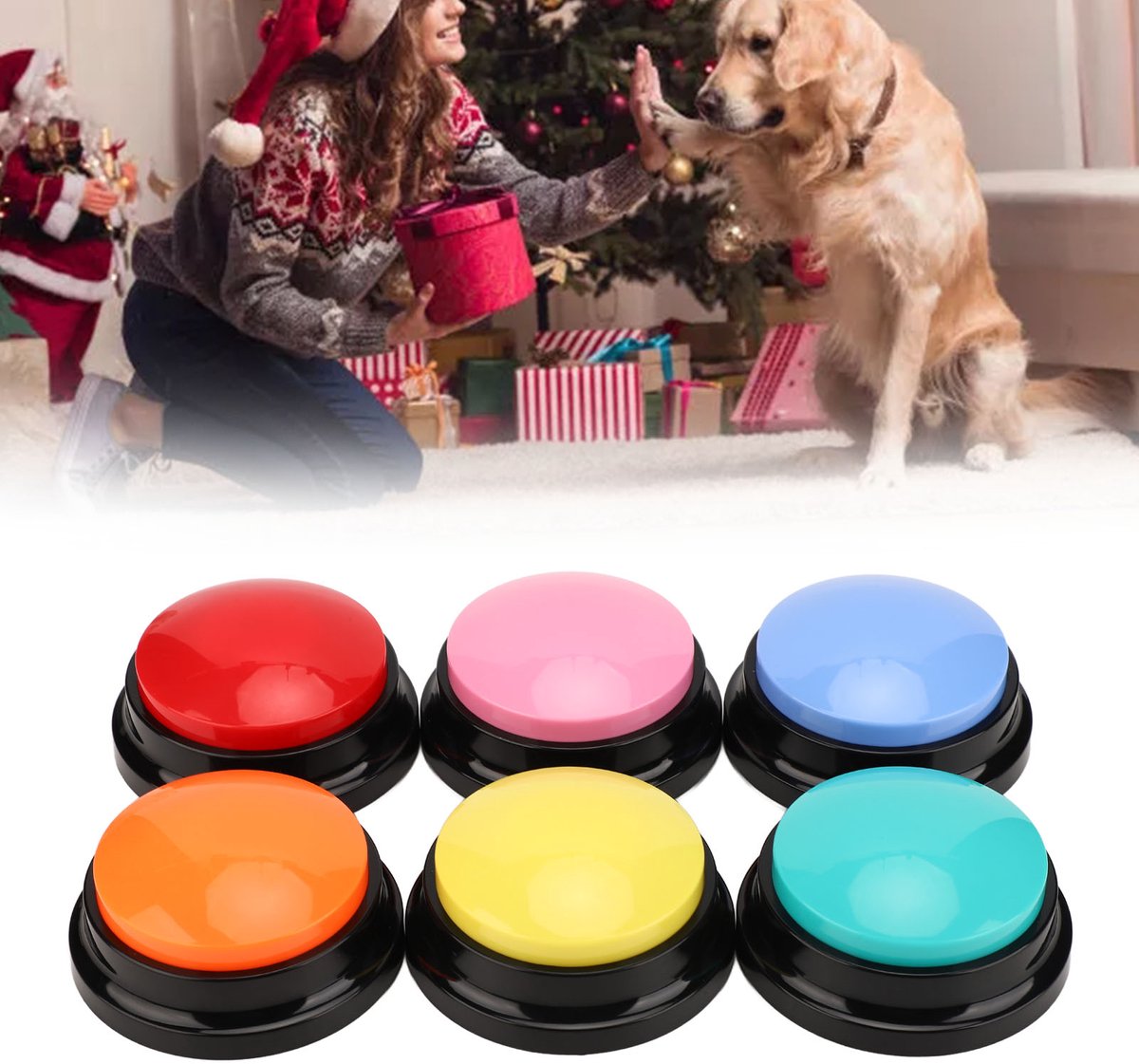 Creatorally 6 stuks Communicatieknoppen voor Honden - Geluidsknoppen met Opnamefunctie - 30 Seconden Opnameknoppen
