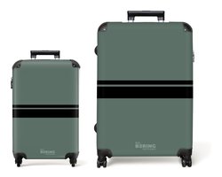 NoBoringSuitcases.com NoBoringSuitcases.com® - Kofferset 2 delig - Koffer lichtgewicht - Groen met dubbele horizontale streep - Reiskoffer set met 4 wielen - Koffers met TSA slot