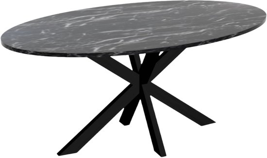 Table à manger ovale 180cm Jovi marbre noir table ovale