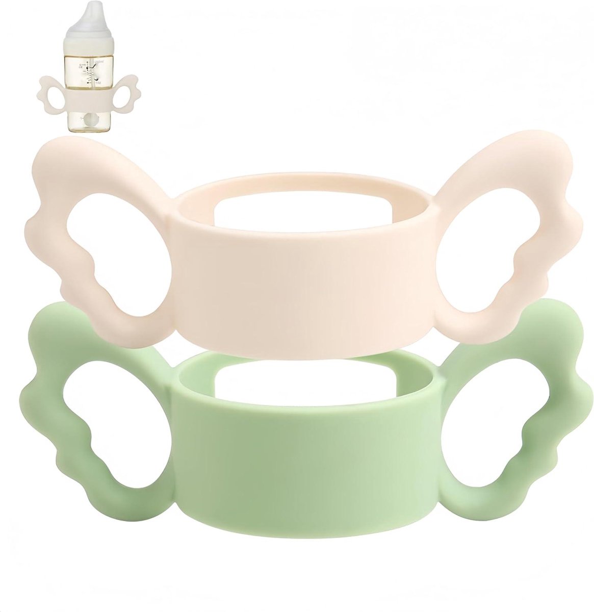 ByShane - Silicone fles handvat 2 stuks | Babyfles handvat | Brede hals | Zacht & makkelijk te installeren