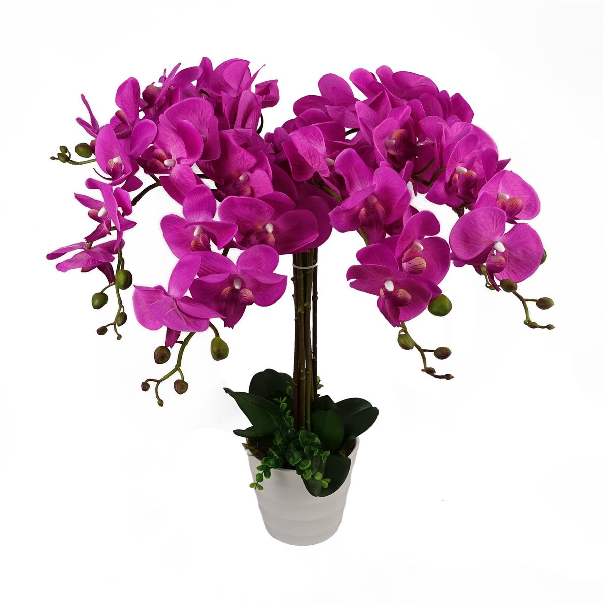 Leaf Design UK Realistische kunstmatige orchidee in pot, donkerroze, 85 cm