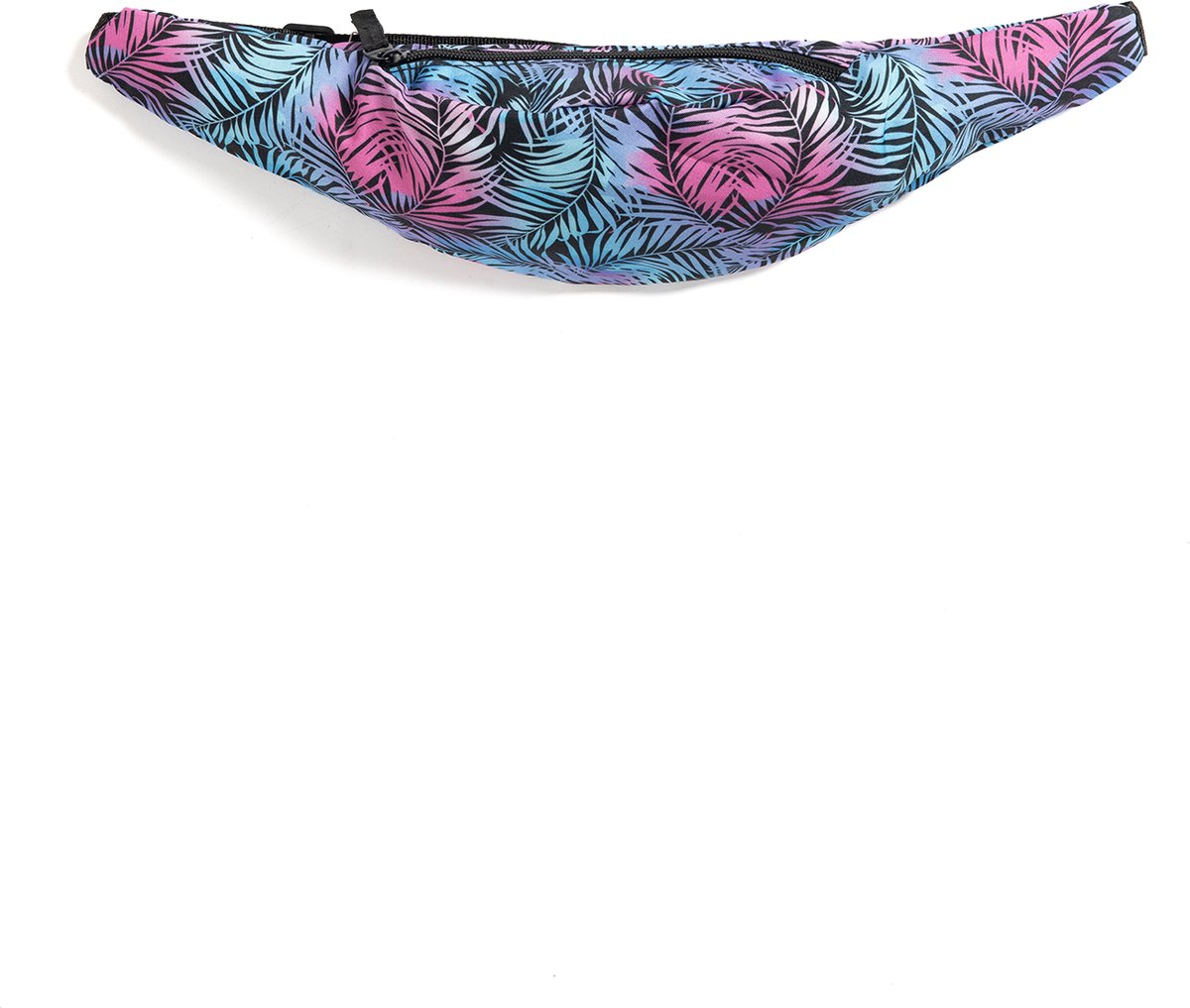 KIMU® Heuptas Neon Palmbladen - Fanny Pack Met Voorvak - Zwarte Band - Tasje Heuptasje Tropisch Palm Palmboom Plant Varens Festival
