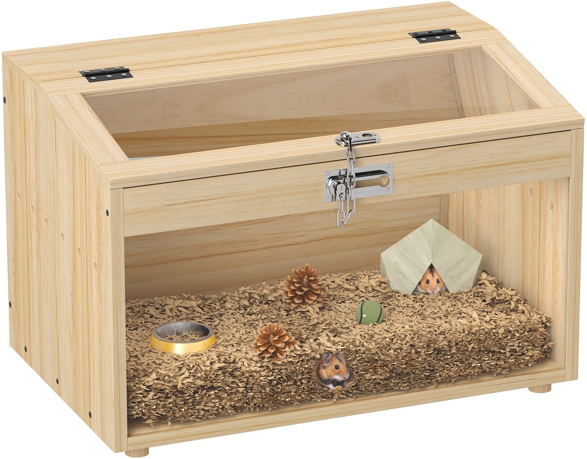 PawHut-Hamsterkooi-MDF-55x35x35cm-Natuurlijk hout