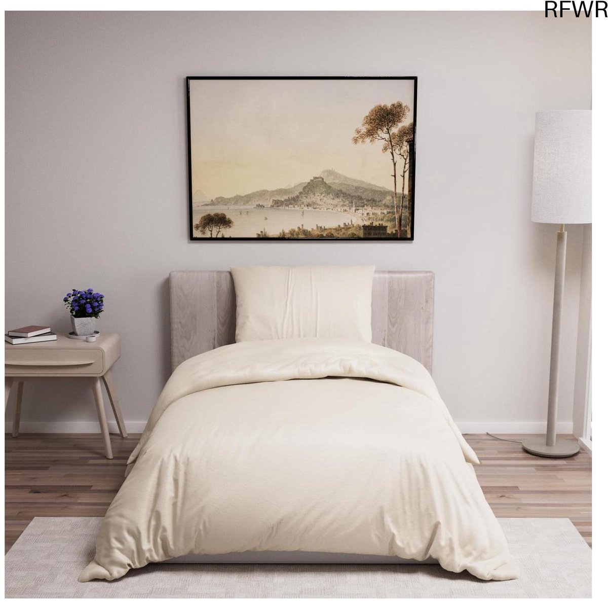RFWR Dekbedovertrek 135x200 cm Beige met Kussensloop - Ultralicht en Zacht Microvezel Bedset - Oeko-Tex Gecertificeerd