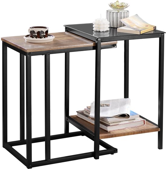 SoBuy FBT34-N Bijzettafel met zwenkwielen Printertafel krantenrek