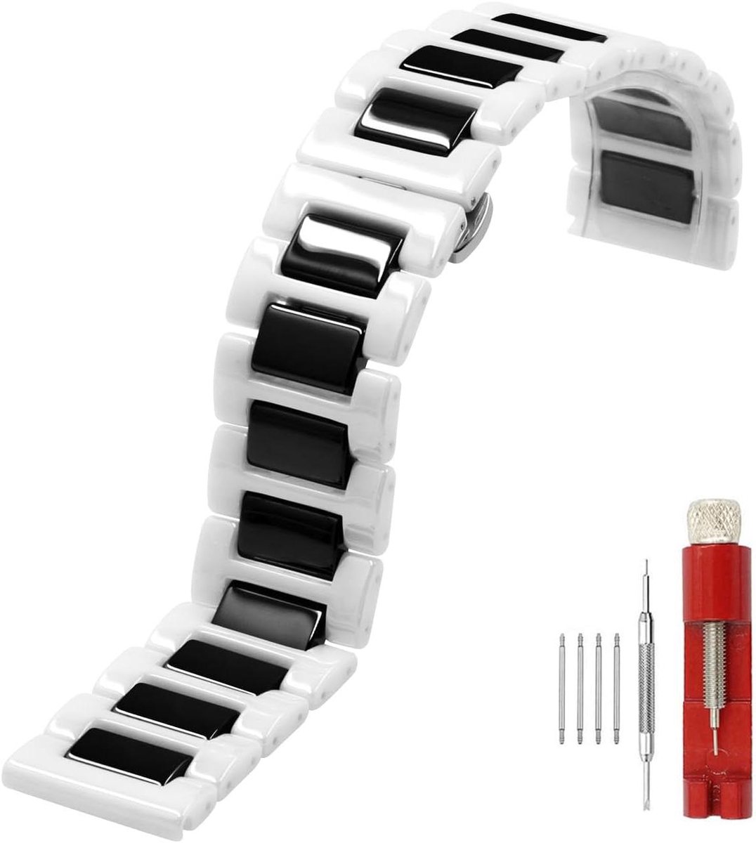 Allecto Premium - Keramische horlogeband snelspanner met vlindersluiting voor dames en heren - 20 mm en 22 mm breedte - Geen edelsteen - Horloge reserveband