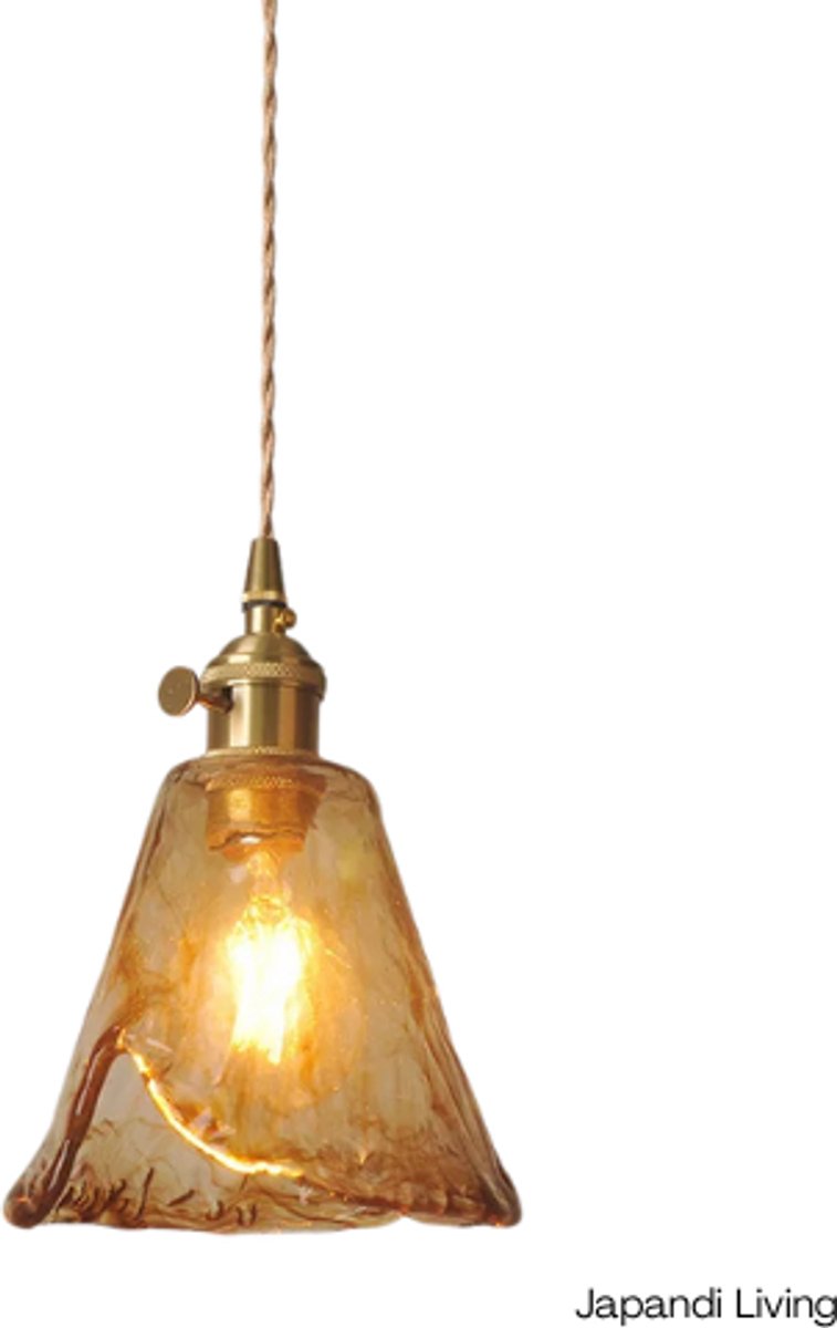 Japandi living hanglamp - hanglampen - woonkamer - eetkamer - slaapkamer - Glas - Minimalistisch - Vintage - 15x21cm