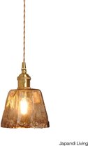 Vintage Hanglamp Glas Goudkleurig bij Vintage Hanglamp Glas Goudkleurig bij