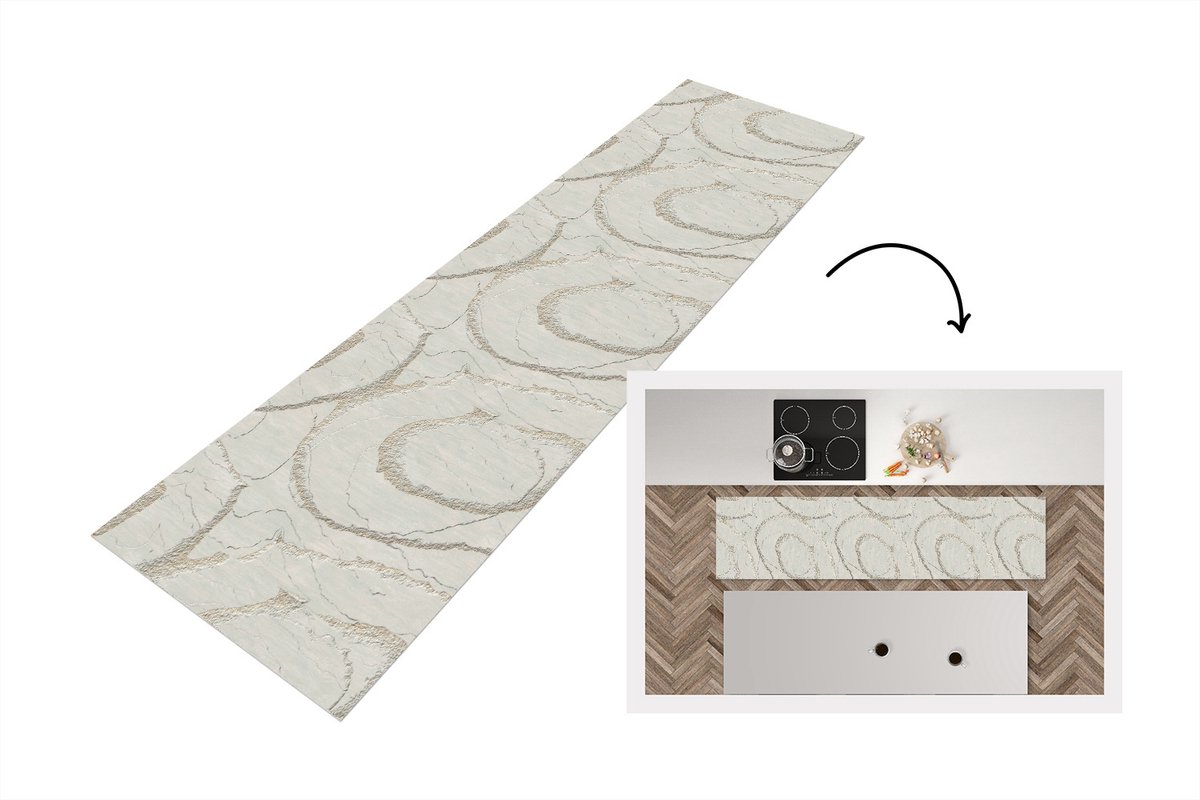 KitchenYeah Keukenloper 240x60 cm - Keukenmat vinyl Steen - Vloer - Patronen - Keukenmatten loper - Keuken vloerkleed tapijt Steen - Patronen