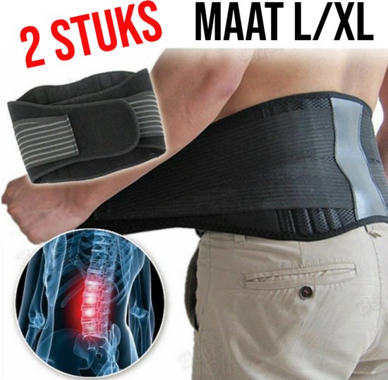 Allernieuwste.nl® 2x Orthopedisch Toermalijn Infrarood Magnetische Massage Zelfverwarmend L/XL - Rugpijn - Rugklachten - Rugband - Rugbrace - Betere Nachtrust / Slapen