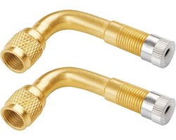 TOVBMUP Ventielverlenger 90 graden - Ventielverlenger - Koperen ventieladapter - Hoekventielverlenger - Autoventiel - Bandenventielverlenger - Geschikt voor auto, motor, fiets, scooter - 2 stuks