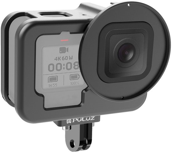 Foto: Puluz is geschikt voor de gopro hero11 black hero10 black hero9 black dunne behuizing cnc aluminiumlegering beschermende korf met verzekeringsframe en 52 mm uv lens