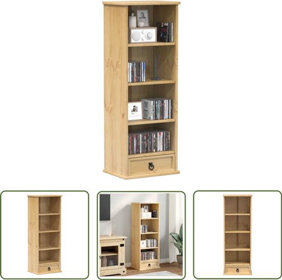 vidaXL Armoire à CD Corona 40 x 30 x 110 cm Pin massif – Armoire à CD – Bibliothèque – Bois de Grenoble – Armoire en bois – Intérieur rustique