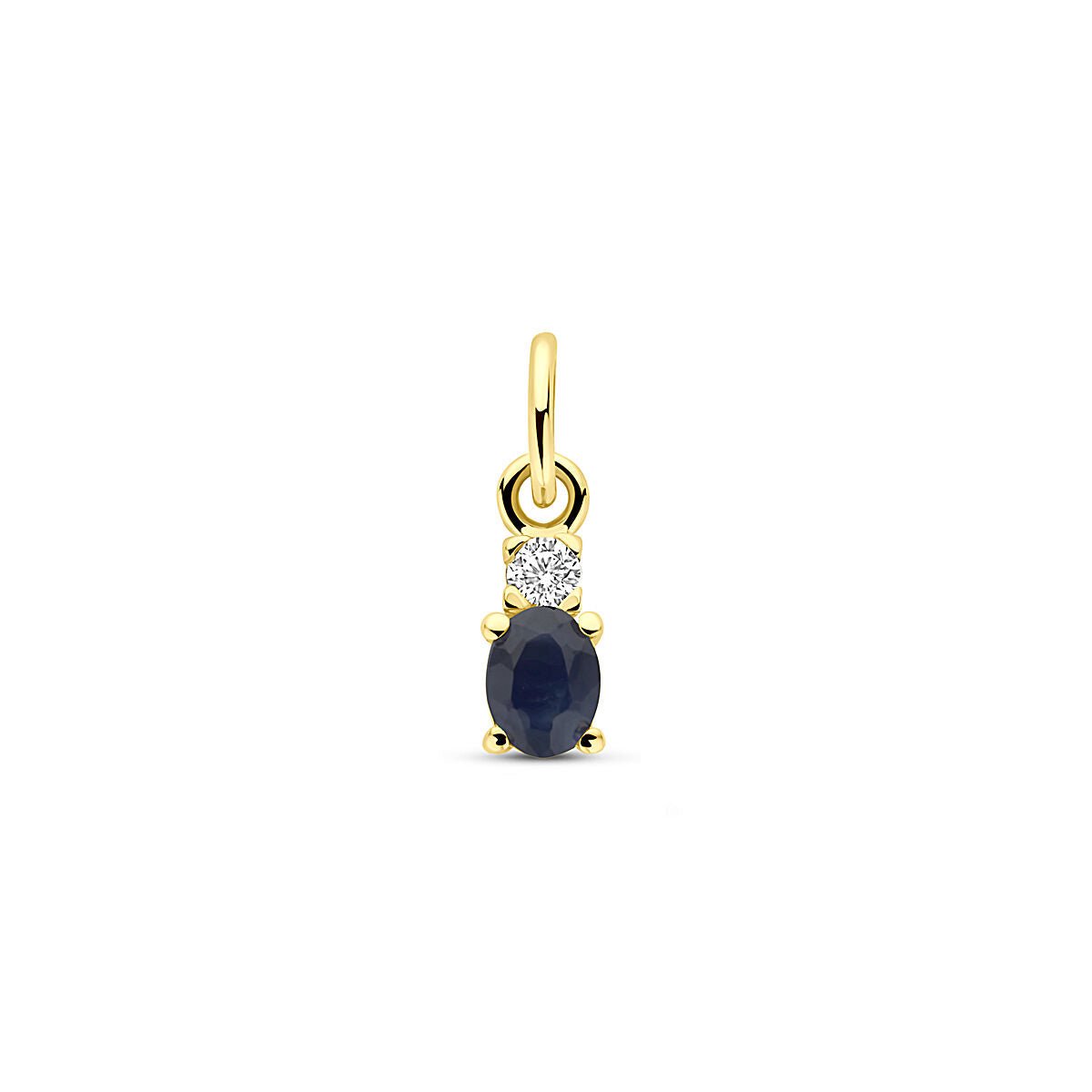 14K geelgouden hanger saffier en zirkonia 12 mm - 4034252