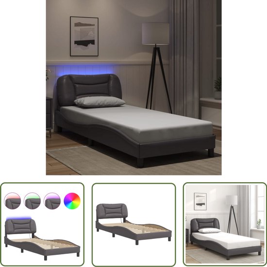 vidaXL Bedframe zonder matras Hvar stof donkergrijs 80x200 cm, bed, bed ombouw, eenpersoonsbed, bedbodem, slaapkamermeubel, 1 persoonsbed, logeerbed
