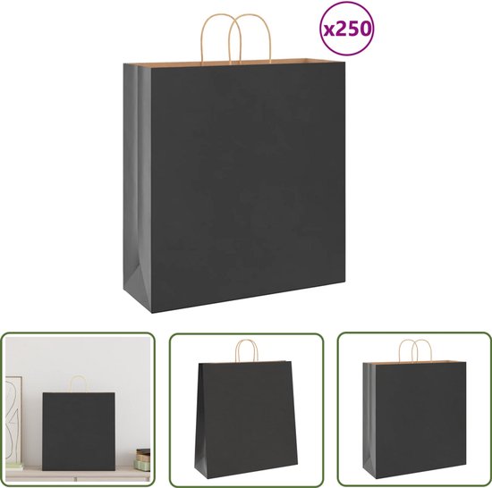 VidaXLKraft Paper Bags 250 Pcs. With Handle White 26x17x25 Cm Paper Bag - View #10