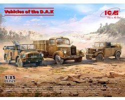ICM Modelbouwpakket Militaire voertuigen - DS3529 3 D.A.K. Voertuigen Set - L3000s Truck - Kfz.70 Infanterievoertuig - Kfz. 2 Radiovoertuig Plastic - 1:35 - Modelbouw