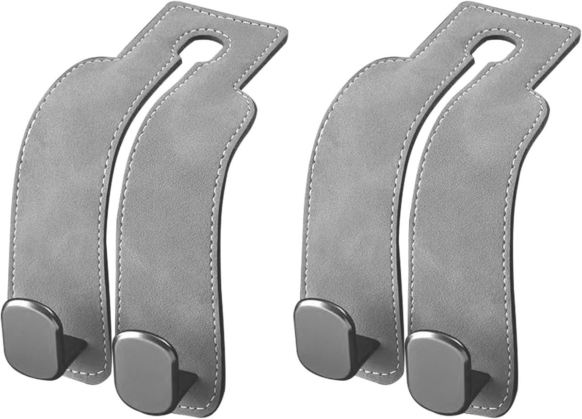 Onzichtbare autostoelhaak - universele houder - 4 stuks - grijs - metalen