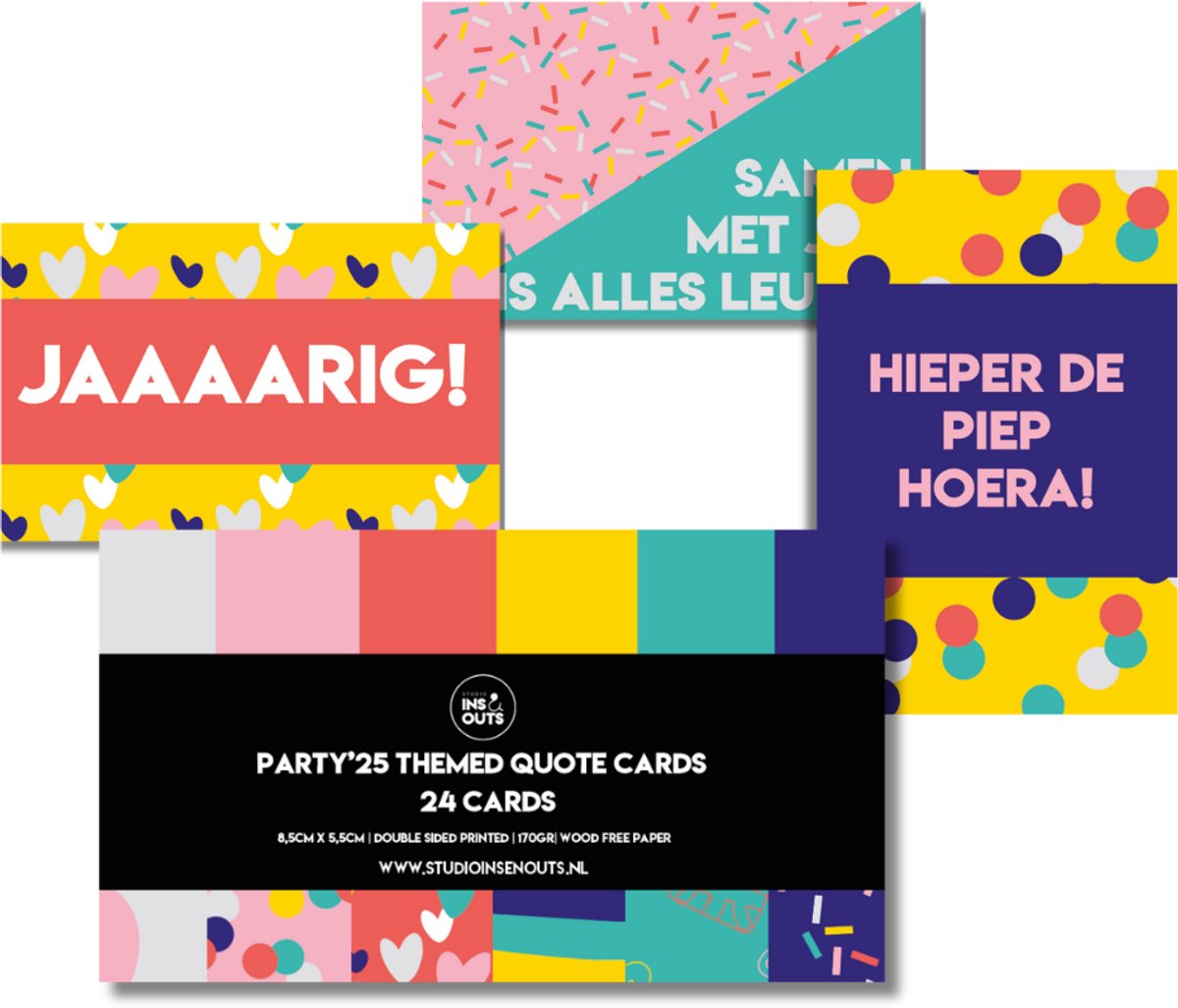 Kleine Wenskaartjes | Tekstkaartjes Journal & Scrapbook | Quotekaartjes Dubbelzijdig | 4x6 cm | 24 Stuks | Party