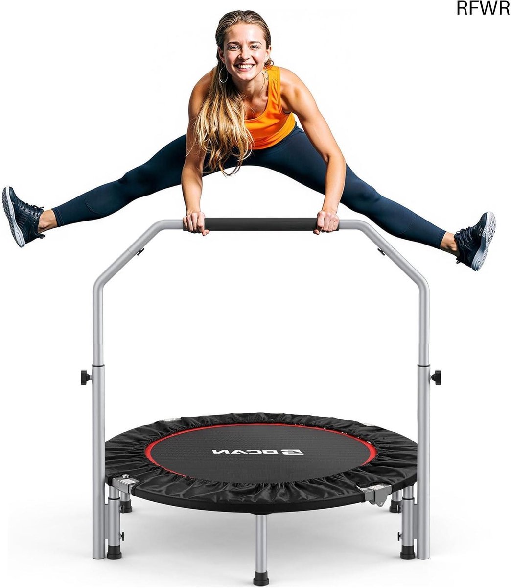 RFWR® 40 Inch Opvouwbare Mini-Trampoline met Verstelbare Handgreep voor Indoor en Tuin Fitness