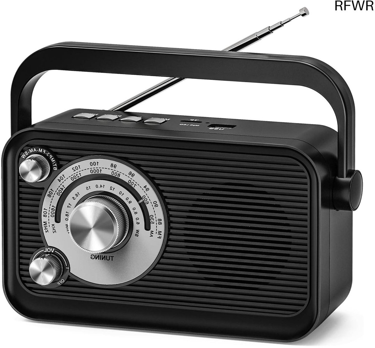 RFWR® Draagbare Radio met Bluetooth en Uitstekende Geluidskwaliteit voor Binnen en Buiten