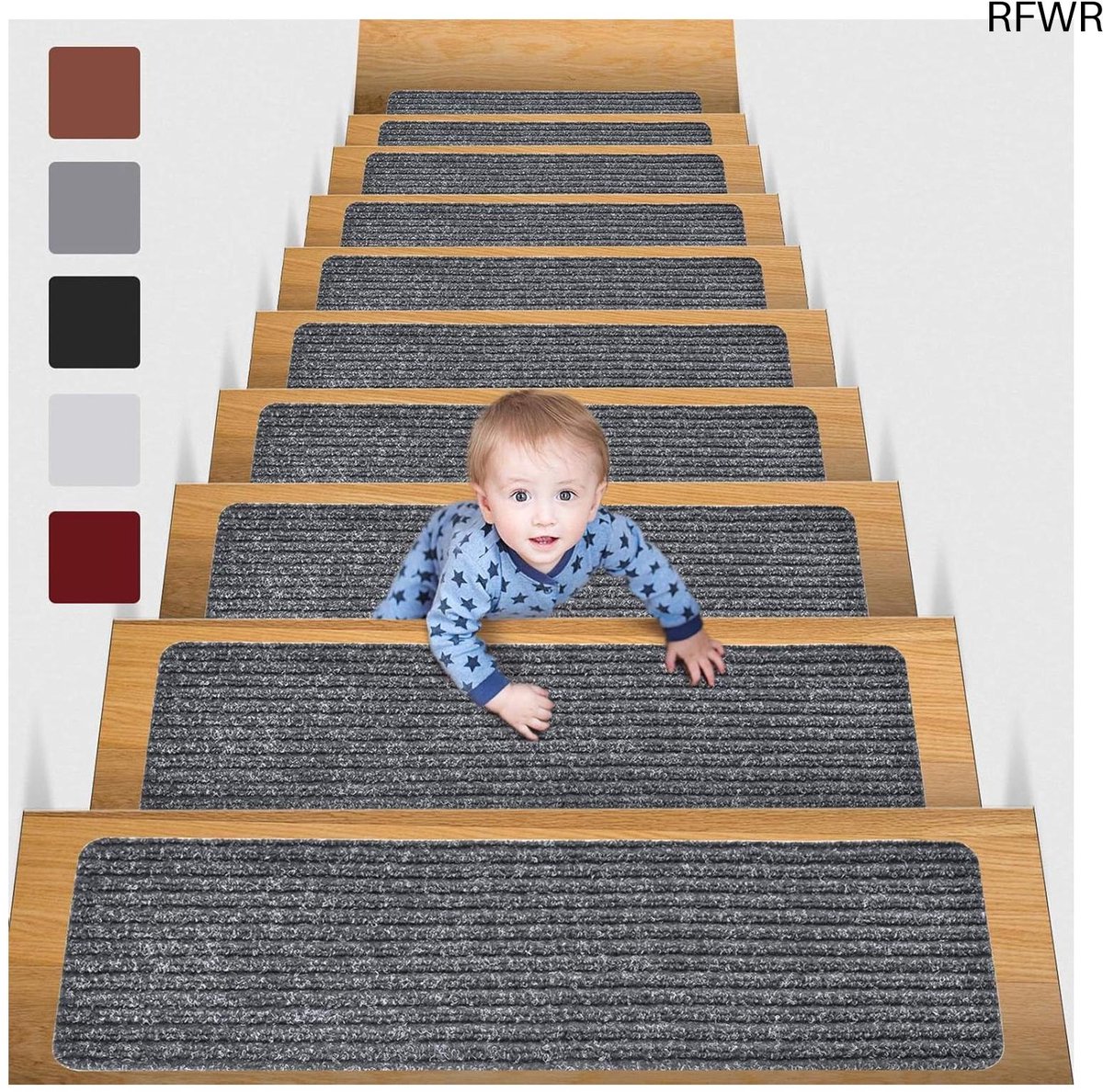 RFWR® Antislip Traptreden 15-pack - Veiligheidsdeken voor Trappen - Antislip Indoor Loper voor Kinderen, Ouderen en Huisdieren - 8" x 30"