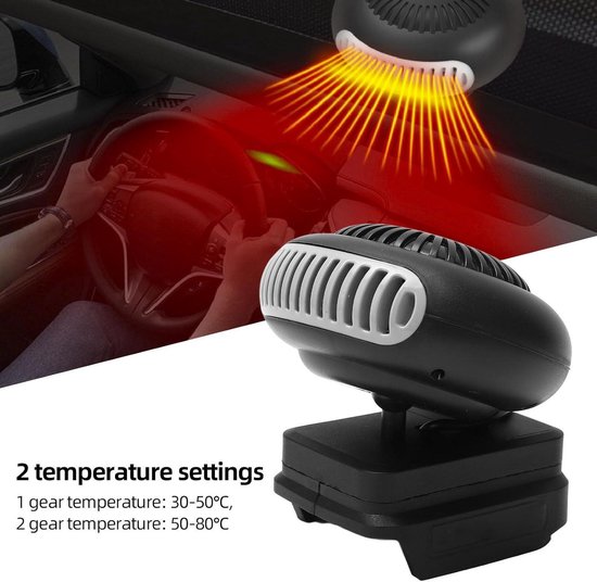 Fockety Verwarming op batterijen, draagbare, stille, kleine ruimteverwarming met licht, USB-poort en thermostaat, oplaadbare auto-ruitontdooier voor auto's, kantoor en buiten