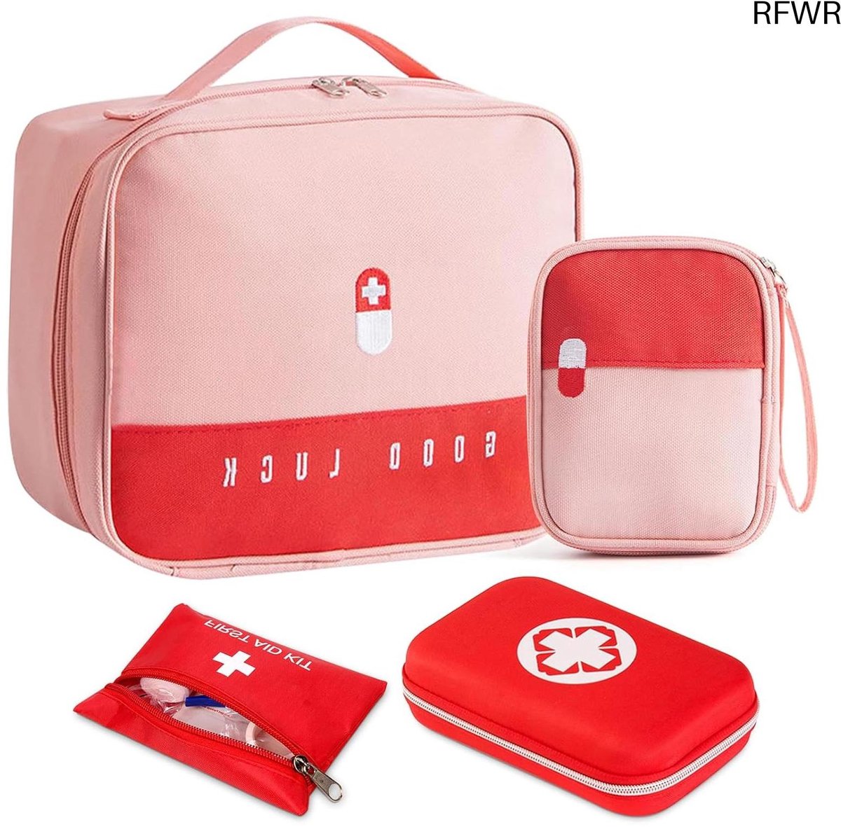 RFWR® 4-Delige EHBO-Set voor Noodgevallen, Compacte EHBO-Tas voor Kamperen, Thuis en Auto