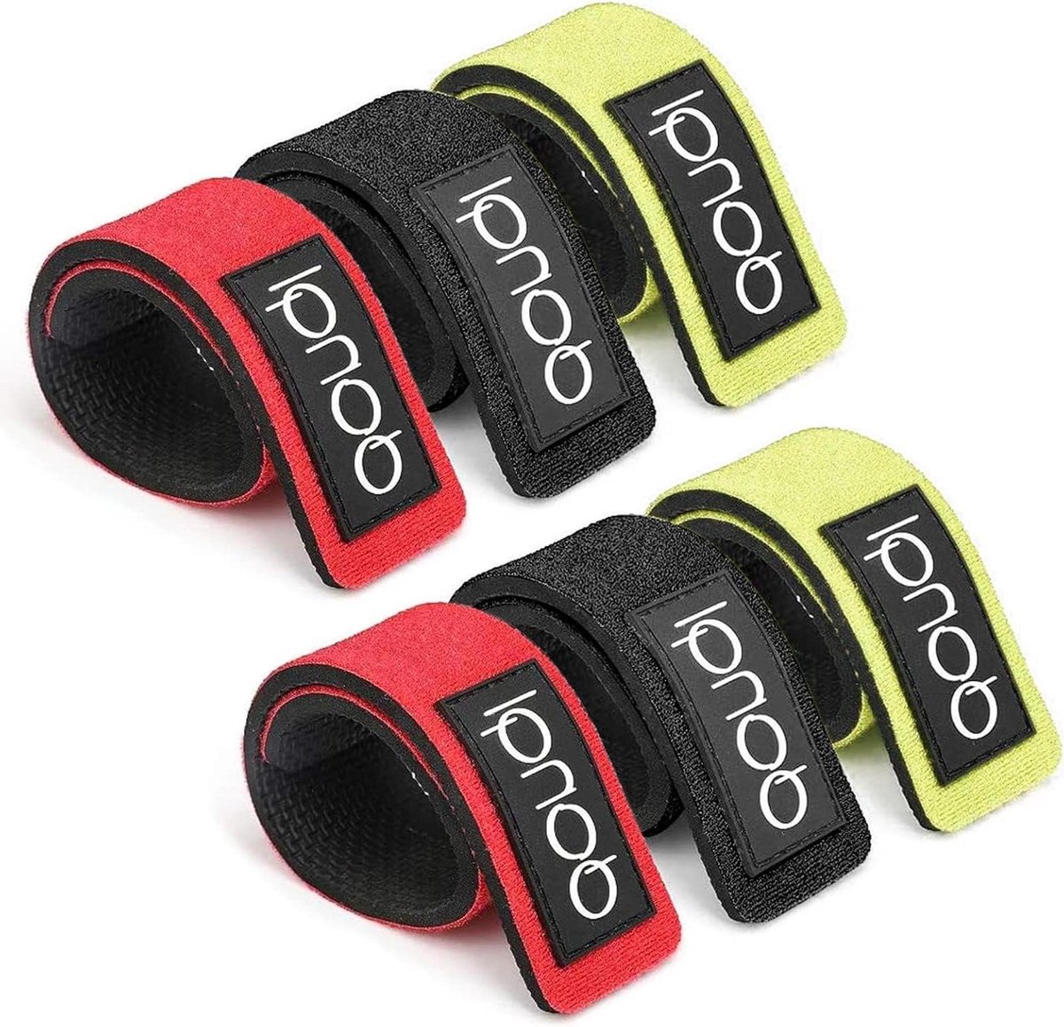 Hengel Riemen met Elastische Magic Aas Strap - Verstelbare Tie Strap voor Hengels - Vissen Accessoires - Gear Supplies - Zwart Geel Rood - 6 Stuks