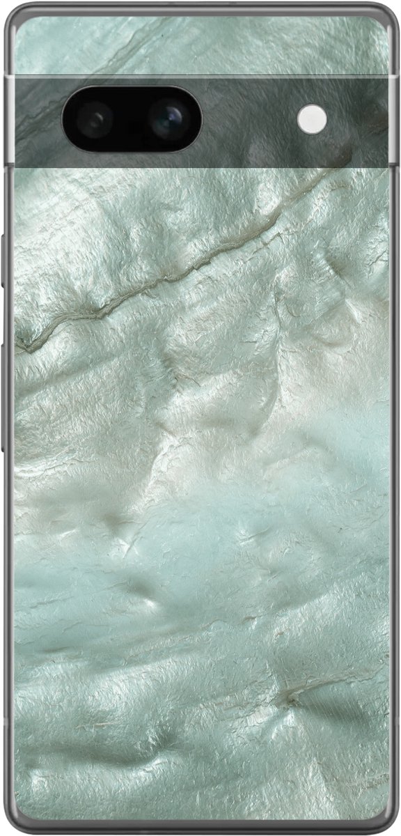Telefoonhoesje Geschikt voor Google Pixel 7a hoesje - Natuurstenen - Groen - Parelmoer - Siliconen Telefoonhoesje Telefoonhoesje