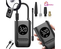 Draadloze Elektrische Luchtcompressor – 10 Bar / 150 PSI – LCD Display – Fiets, Auto, Ballen – USB Oplaadbaar – lucht compressor – Met LED Zaklamp – compressor bandenpomp – elektrische fietspomp – 72531