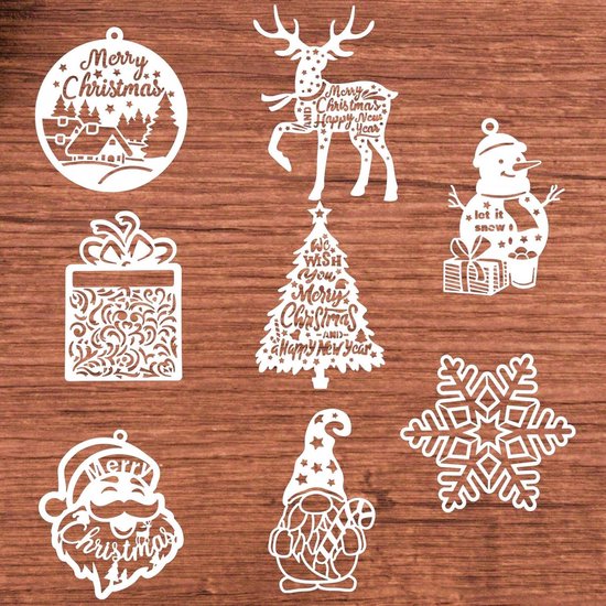 Foto: Kerstsjablonen 32 stuks plastic sneeuwpop sneeuwvlok eland kerstman tekening schilderij sjabloon herbruikbare kerstsjablonen voor het spuiten van raamdeur muur plakboek doe het zelf decoratie