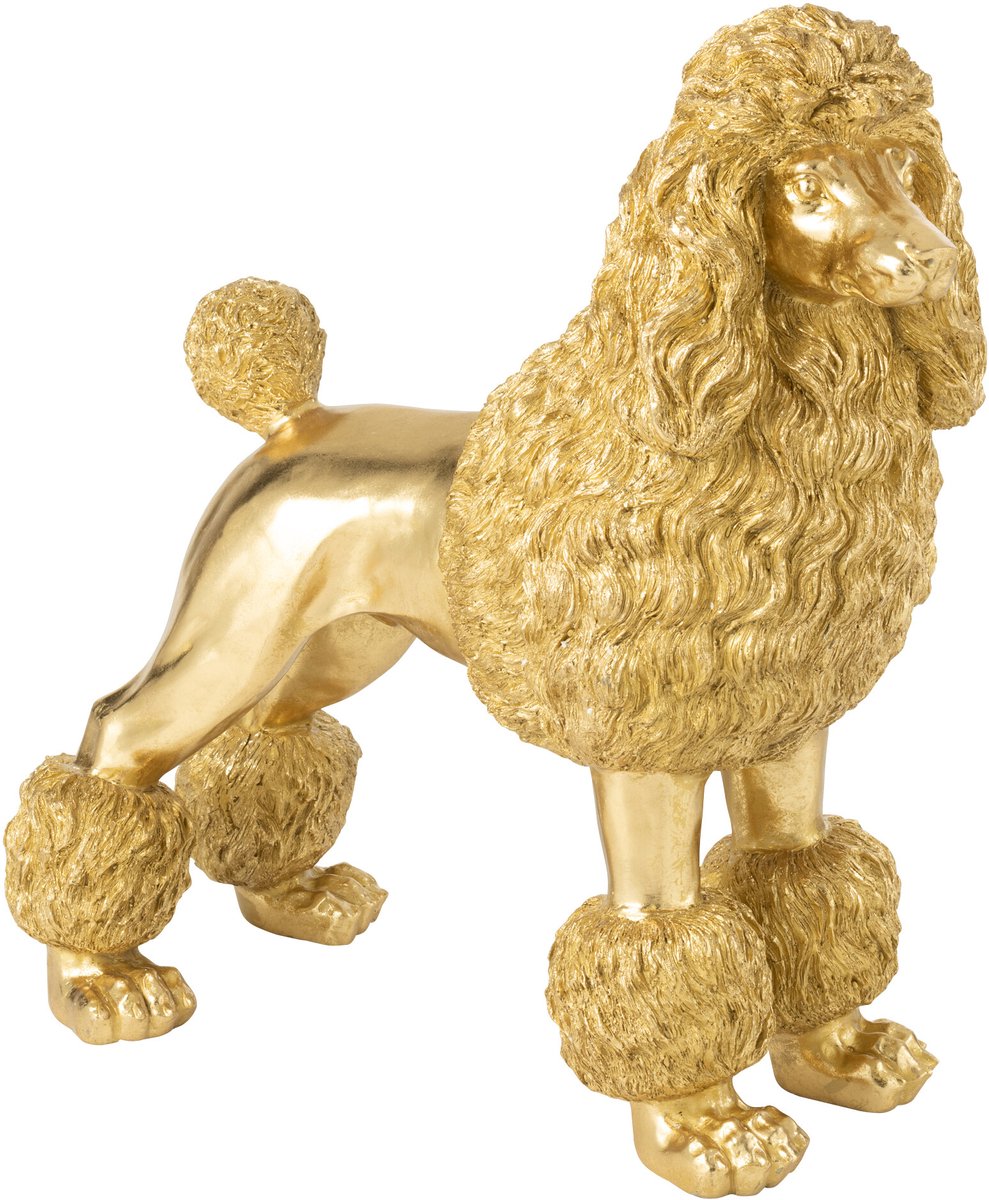 J-Line decoratie Poedel Staand - polyresin - goud - extra large