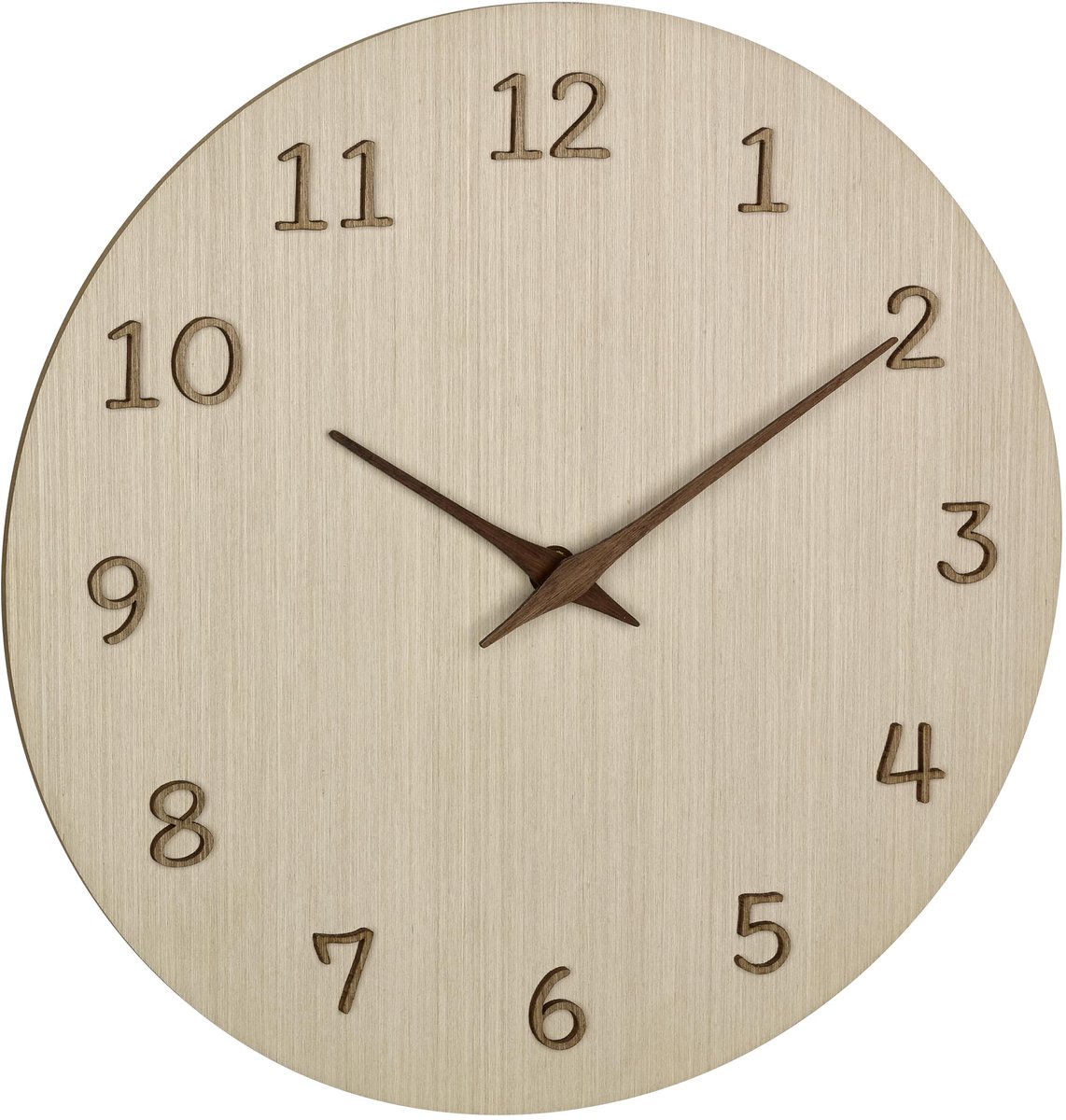 Ibenzoa® Stijlvolle analoge wandklok van hout met 3D-cijfers en wijzers, 30 cm diameter, bruin