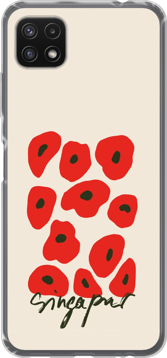 Telefoonhoesje Geschikt voor Samsung Galaxy A22 5G hoesje - Bloemen - Klaproos - Patronen - Siliconen Telefoonhoesje Telefoonhoesje