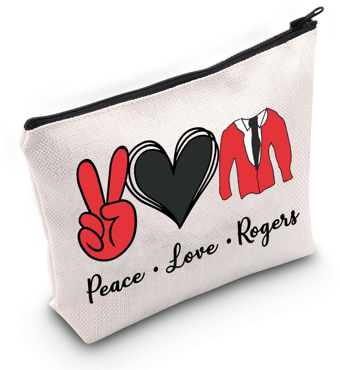 tv-show geïnspireerd geschenk vrede liefde Rogers make-up tas leraar soort cosmetische tas rood vest merchandise, Peace Love Rogers Tas