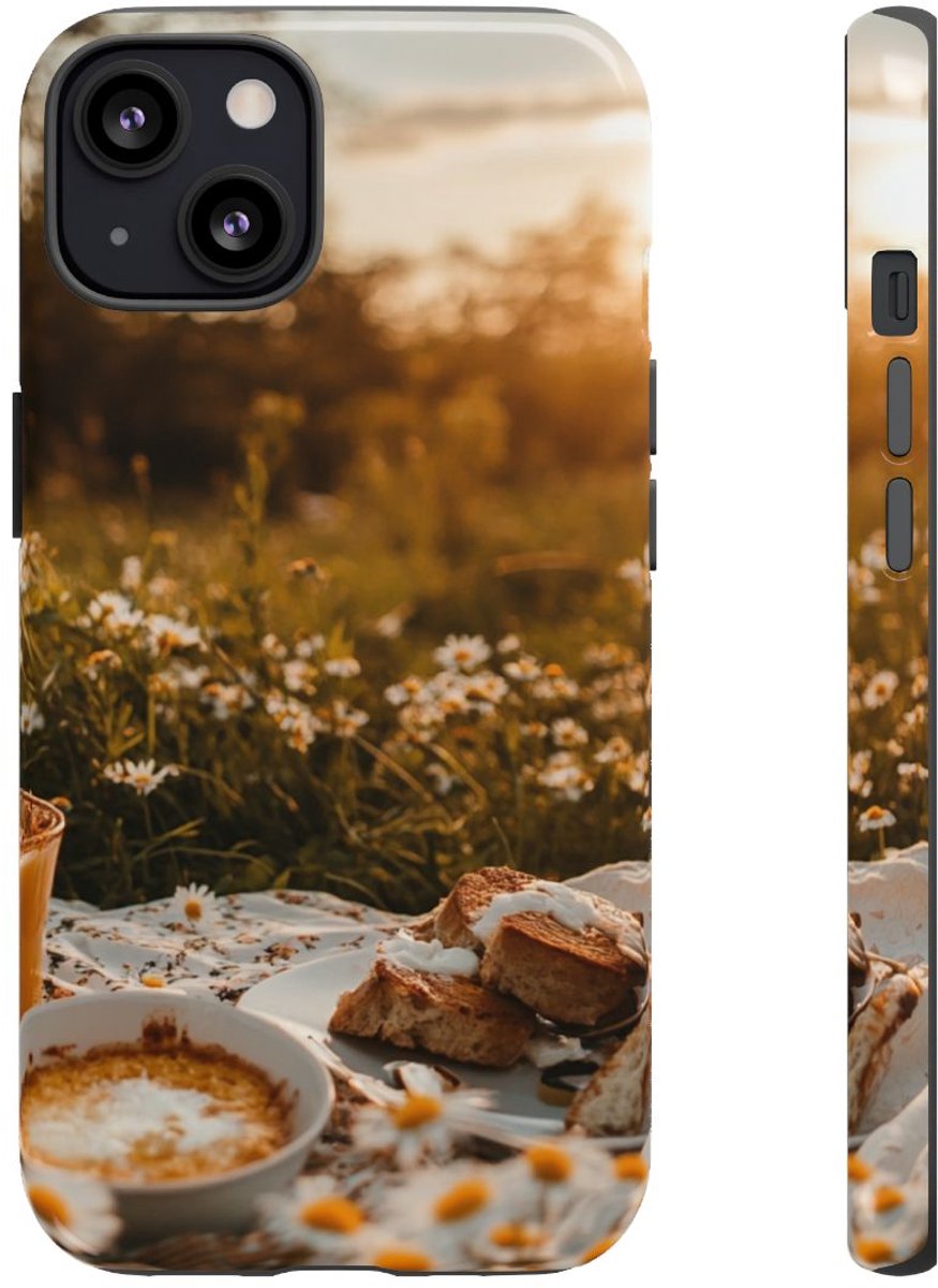 Zonnig Madeliefjesveld Ontbijtscène – Telefoonhoesje Geschikt voor iPhone 13