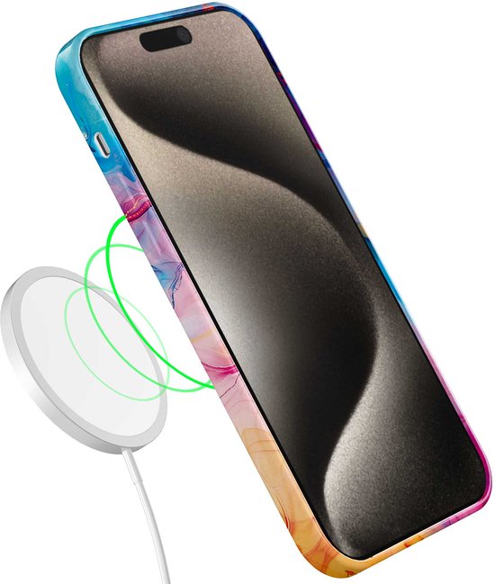 Coque de téléphone Smartphonica adaptée à iPhone 15 Pro Max avec imprimé marbre Acryl arc-en-ciel - Coque souple flexible en TPU - Coque arrière Design marbre acrylique Rainbow adaptée à iPhone 15 Pro Max