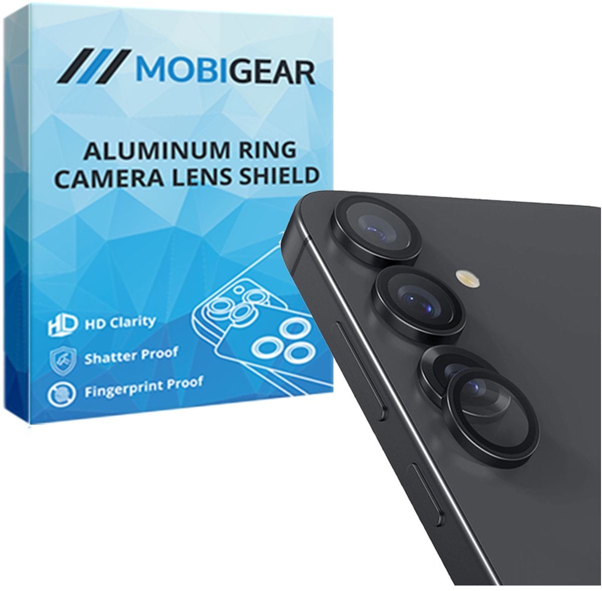 Mobigear Screenprotector geschikt voor Samsung Galaxy S25 Glazen | Mobigear Single Camera Lens Protector - Case Friendly - Zwart