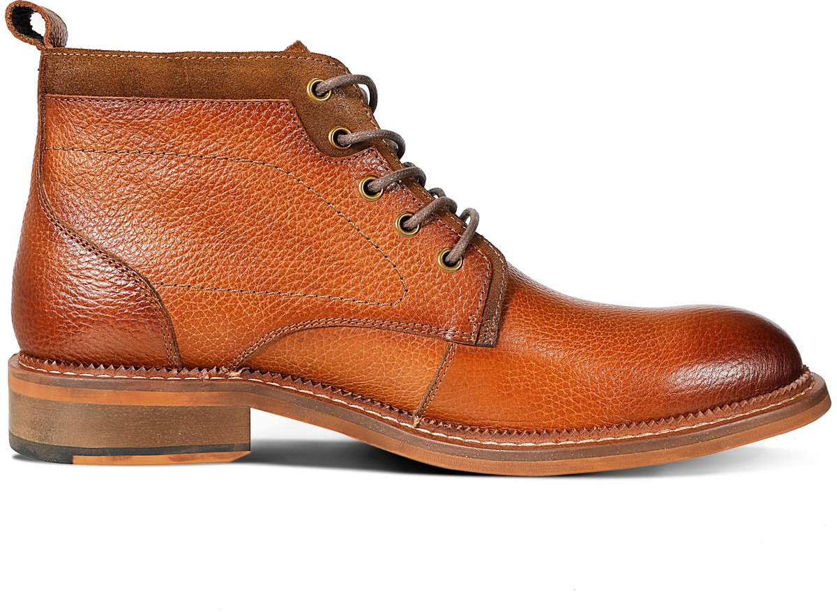 Allthemen Heren Chukka's Ronde Neus Retro - Volgraan Leer - Bruin - 40